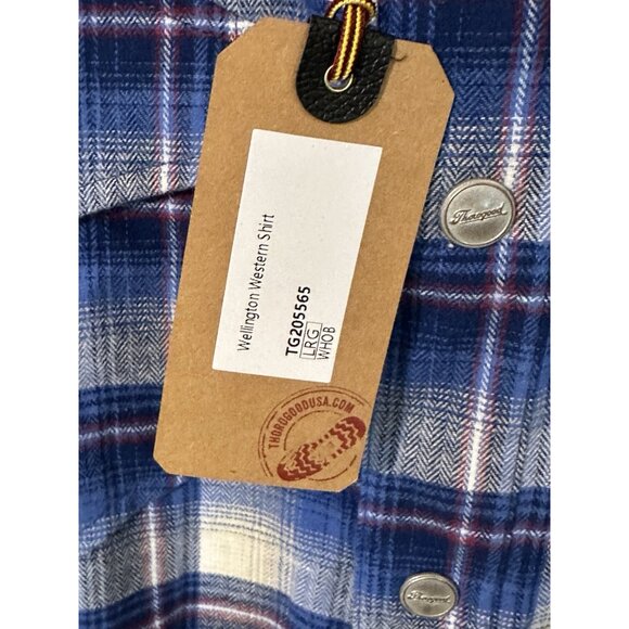 NWT Thorogood Wellington Western Shirt Men’s Large Snap Pockets Blue Plaid - Picture 7 of 11